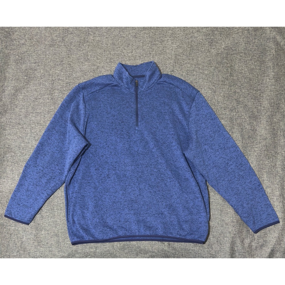 Polar Fleece Mens XXL 1/4 Zip Pullover Blue Heathered Long Sleeve
